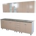 Bucatarie Zebra 260 cm din PAL Cappuccino cu blat termoizolant gri